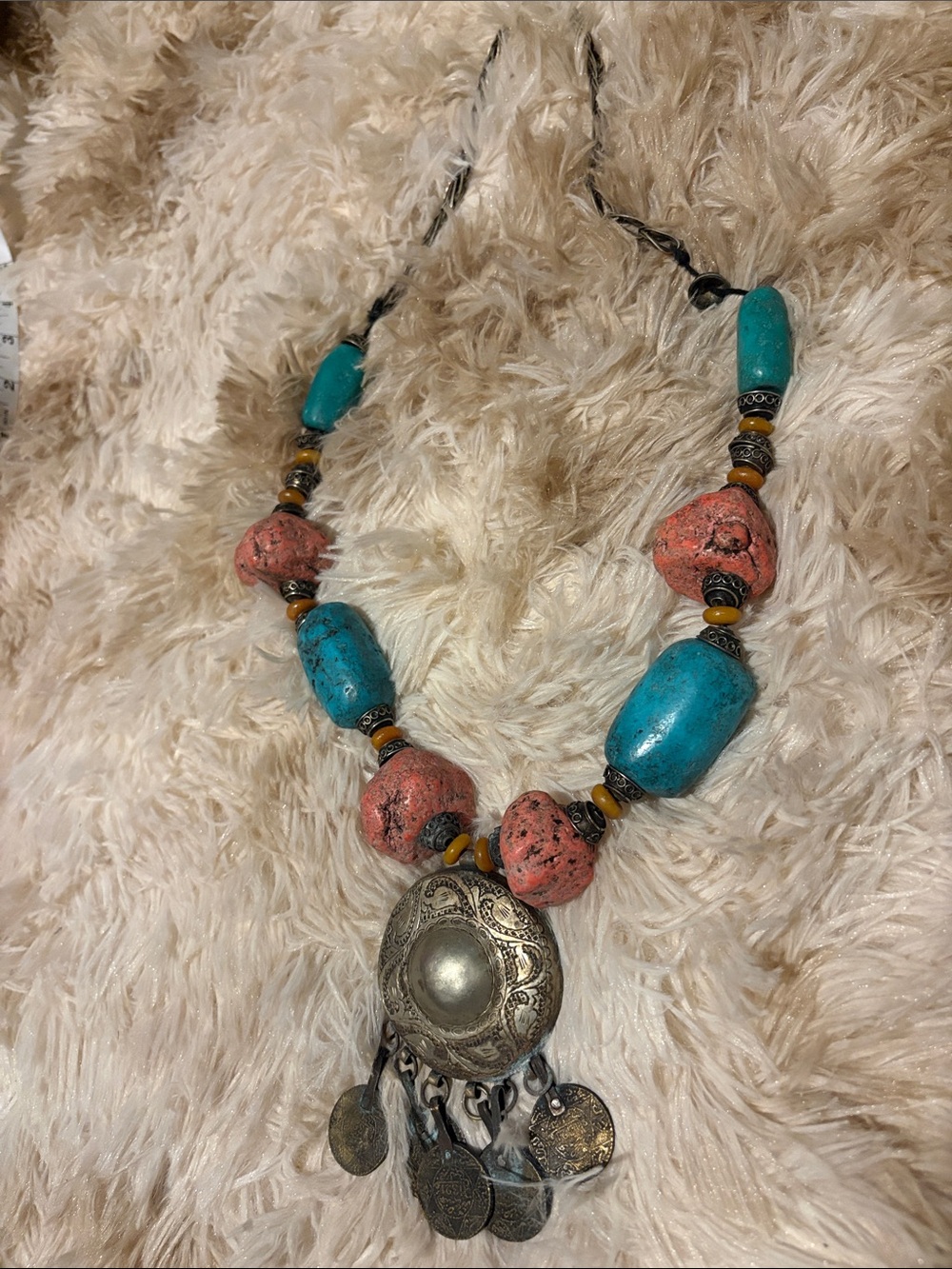 Gorgeous statement necklace with real stones